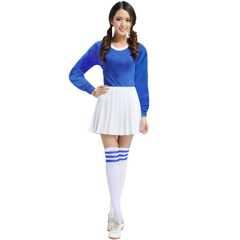Long-sleeve blue shirt + 0013 white dress